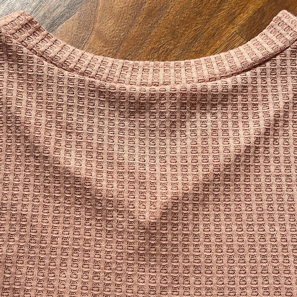 BNWOT Oversized Bombom waffle knit blush pink sleeveless V-neck - Picture 10 of 11